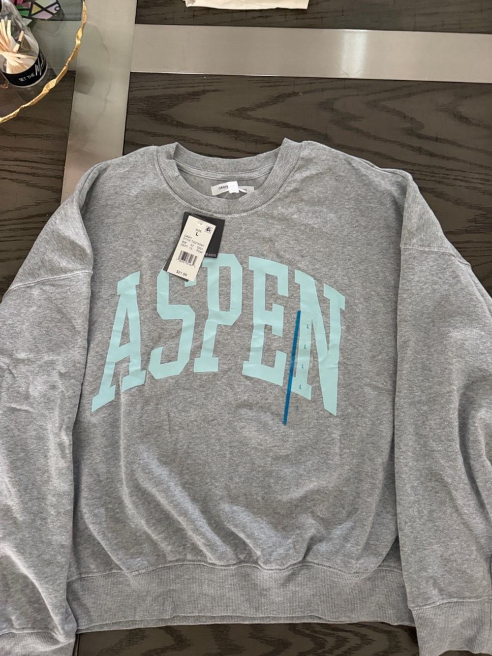 Grayson Threads Grey Crewneck with Mint Aspen Graphic